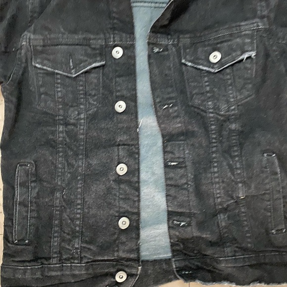 Frwd black denim jacket button down thrashed look youth 10-12 - Picture 4 of 5